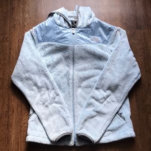 Women’s North Face Light Blue Hooded Fleece Jacket